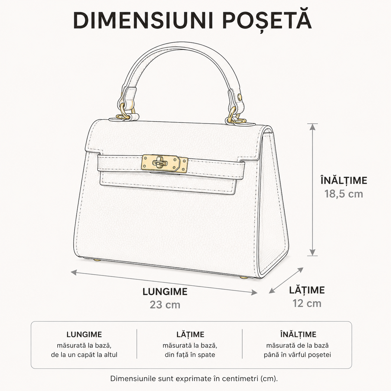 Poșetă din Piele Naturală Amelia Mare Crem Made in Italy