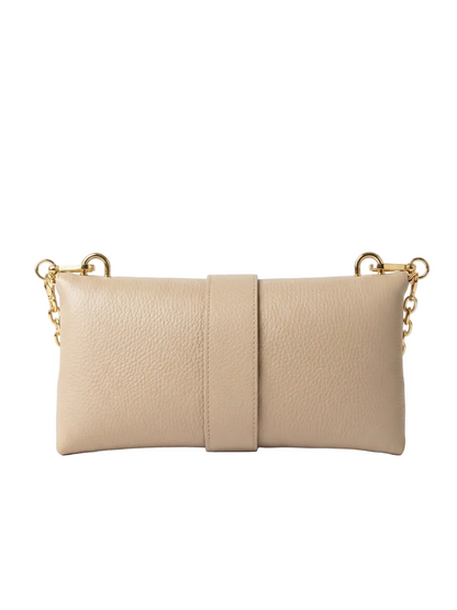Poșetă din Piele Naturală Ape de Umăr Beige Made in Italy