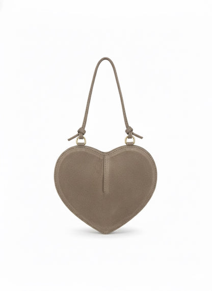 Suede Heart-Shaped Bag - Taupe