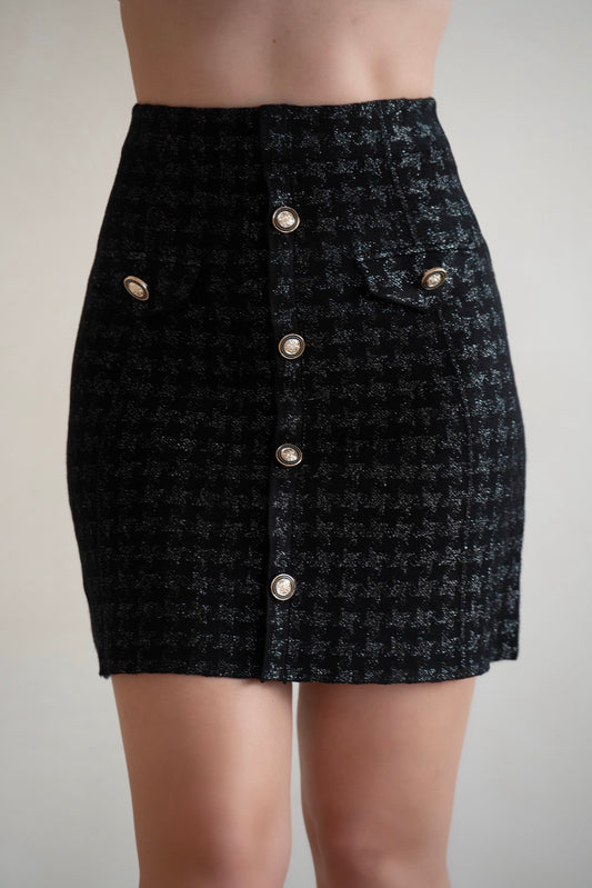 Black Tweed Mini Skirt