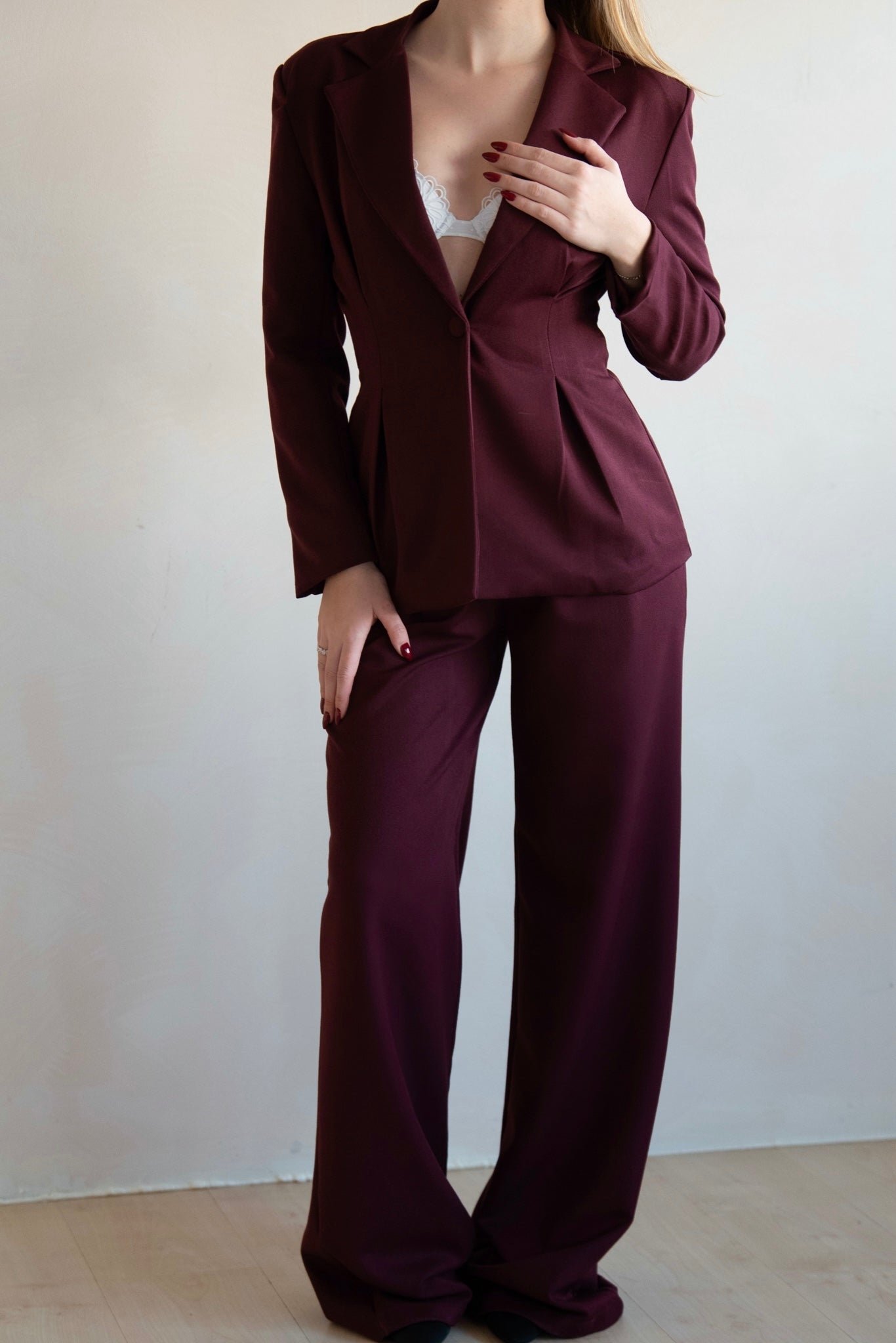 Structured Burgundy Tailored Suit