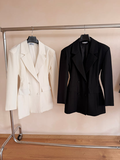 Rochie Tip Blazer Scurtă Neagră Talie Reglabilă