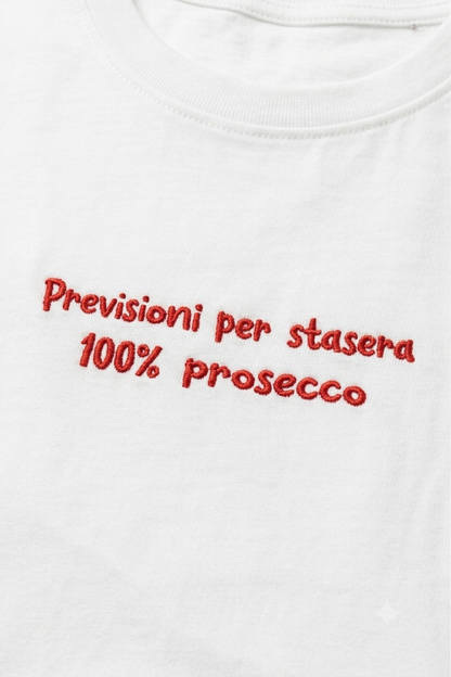 Tricou din Bumbac Previsioni Prosecco - Scris Roșu Made in Italy