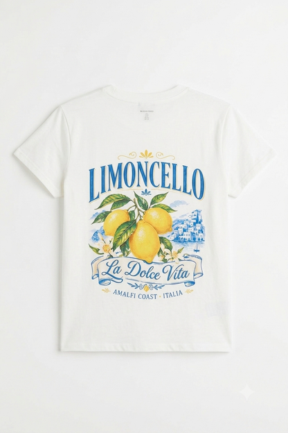 Tricou din Bumbac Limoncello Amalfi - Scris Spate Made in Italy