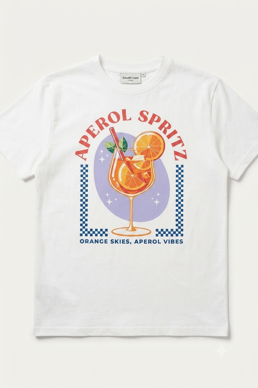 Tricou din Bumbac Aperol Spritz - Scris Roșu Made in Italy
