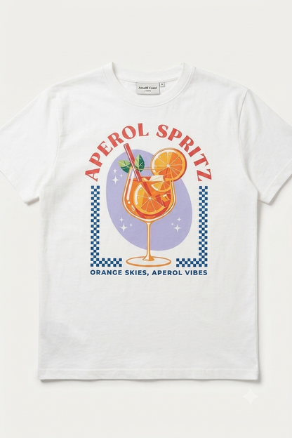 Tricou din Bumbac Aperol Spritz - Scris Roșu Made in Italy