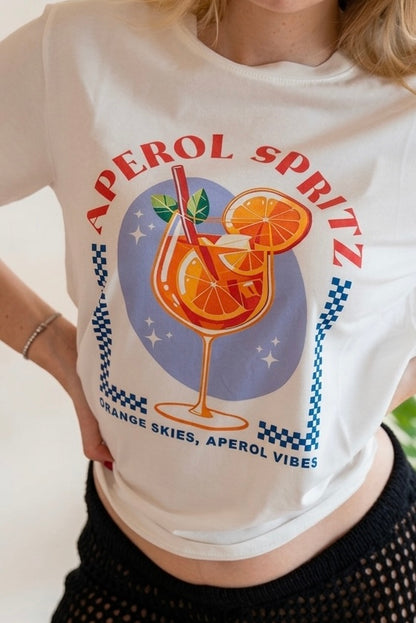Tricou din Bumbac Aperol Spritz - Scris Roșu Made in Italy