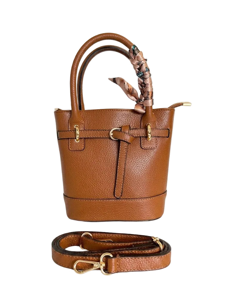 Poșetă din Piele Naturală Cleo Maro Made in Italy