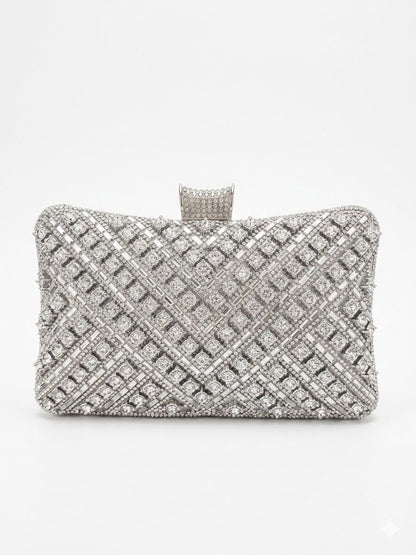 Diamond Glow Clutch - Argintiu