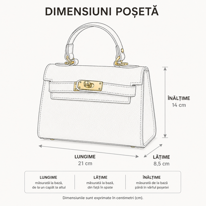 Poșetă Amelia - Portocalie, Piele Naturală, Made in Italy