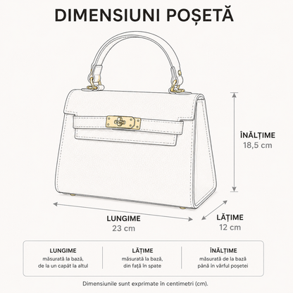 Poșetă din Piele Naturală Amelia Mare Crem Made in Italy