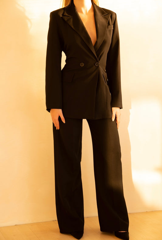 Black Sculpt Tailored Suit